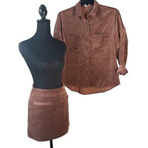 Clockhouse Matching Set Corduroy Mini Skirt & Jacket Brown Size EU 34/36 US 2/4